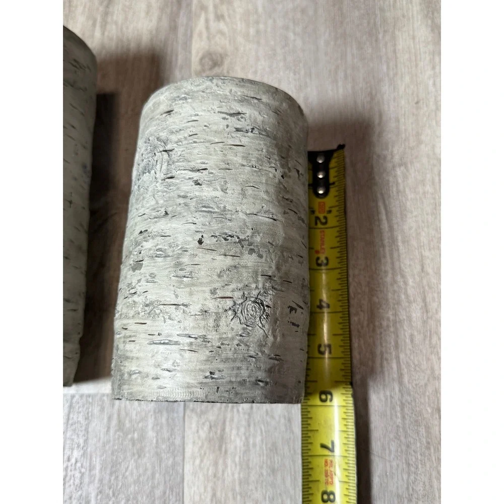 Rustic Birch Bark‎ Look Cylinder Vase Candle Holders Farmhouse Home Decor Set